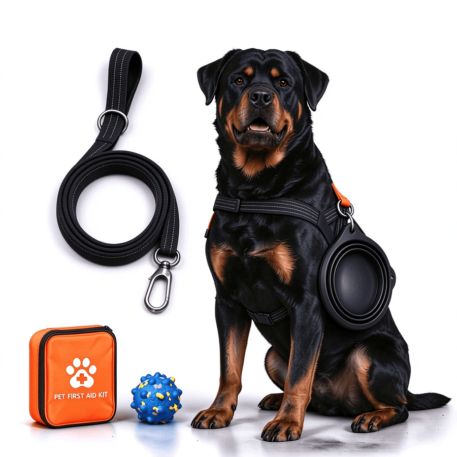 Dog Adventure Bundle: Reflective Harness, Leash, First Aid Kit & Travel Bowl