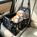Folding Dog Car Seat, Pet Car Booster Seat with Safety Leash, Mesh Windows & Storage Pocket