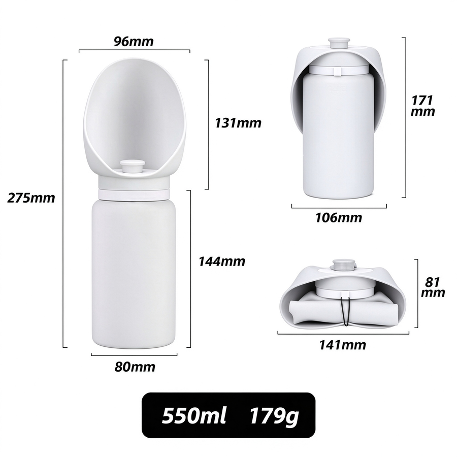550ml Leak-Proof Portable Dog Water Bottle for Travel & Hiking