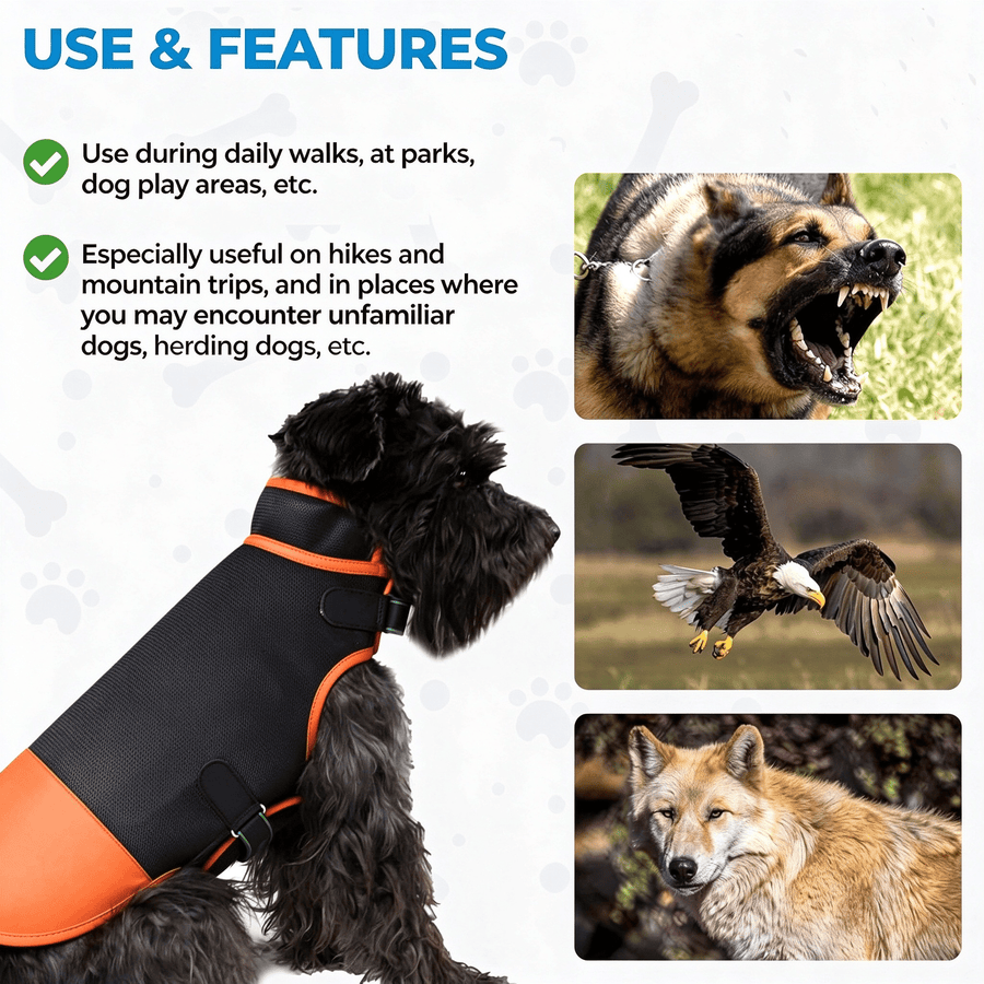 Anti-Bite Dog Protection Vest, K2 2.0 Dog Armor Vest with Leash Ring and Reflective Strip, Breathable Double-Layer Rainproof Vest for Walking and Hiking
