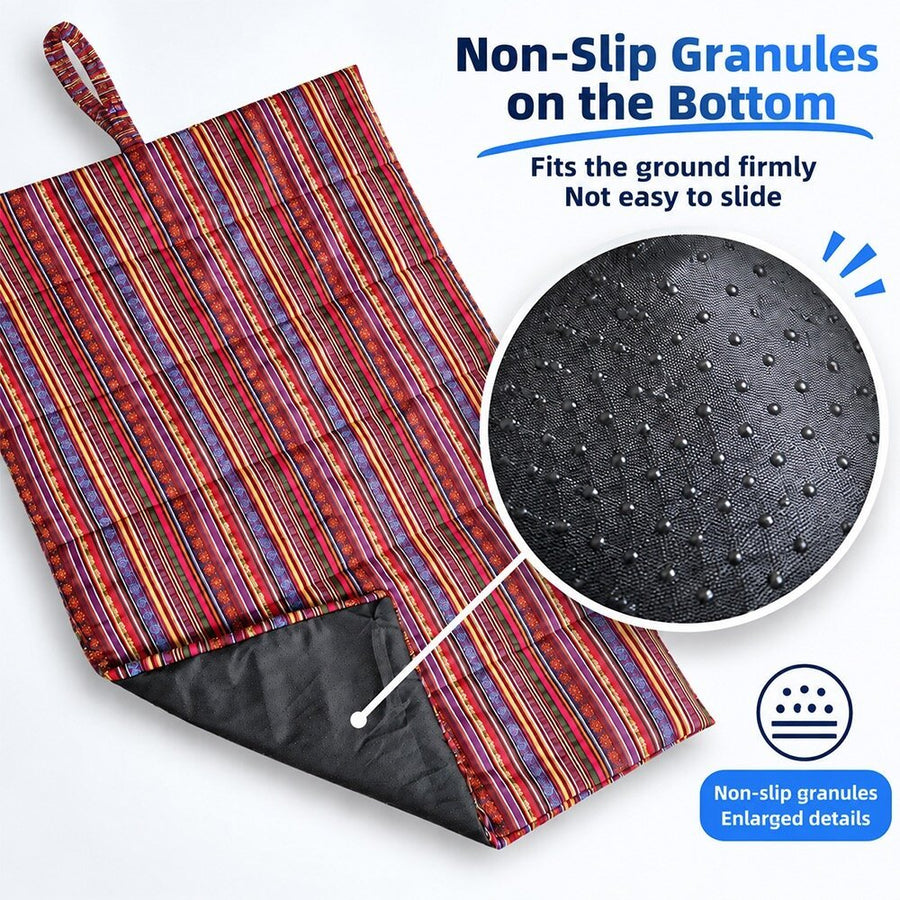 Boho Stripe Waterproof Roll-Up Dog Mat for Travel & Camping