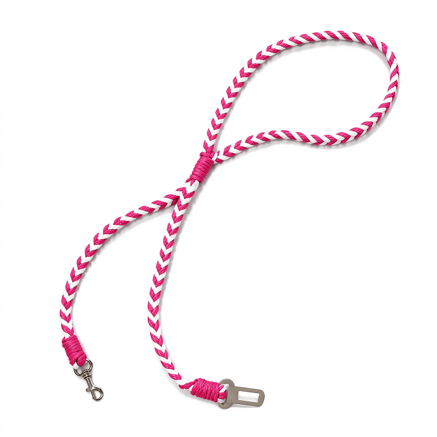 Braided Dog Car Seatbelt with 360 Swivel Clip for Cars and SUVs