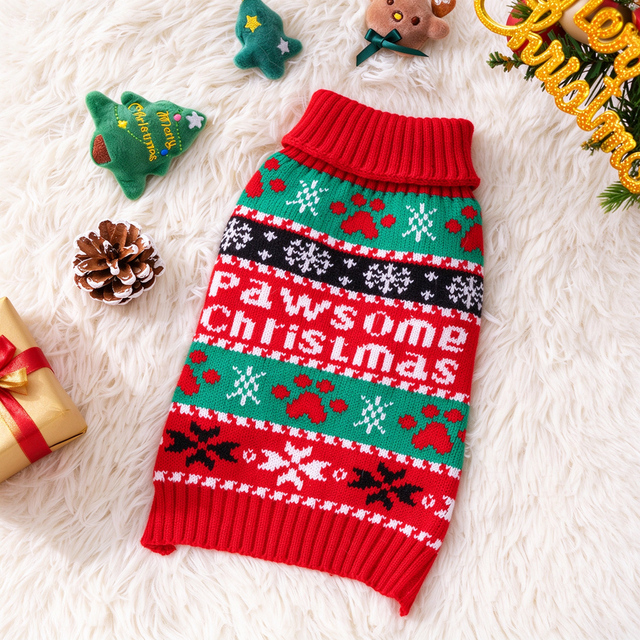 Christmas Dog Sweater, Festive Knit Pet Jumper for Dogs & Cats – Fluffy Me