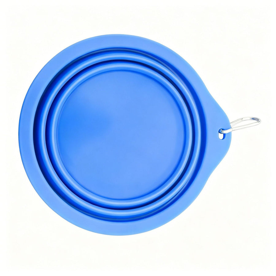 Collapsible Dog Bowl, Portable Silicone Pet Travel Bowl with Carabiner for Walking, Hiking & Camping