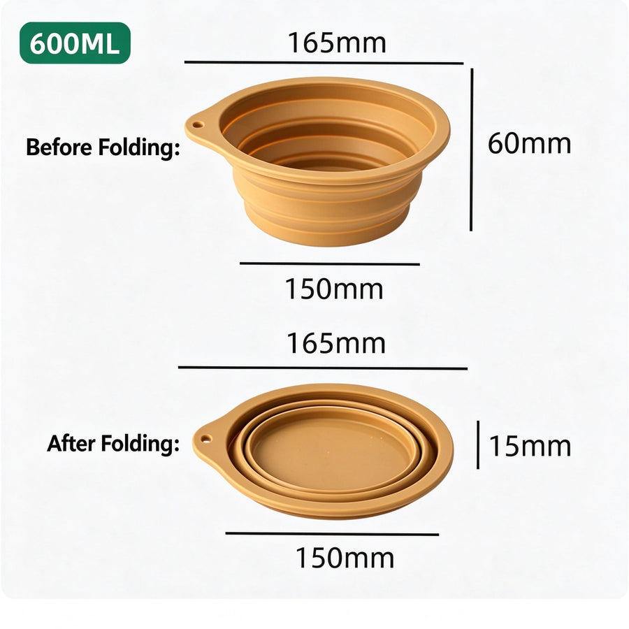 Collapsible Dog Bowl, Portable Silicone Pet Travel Bowl with Carabiner for Walking, Hiking & Camping