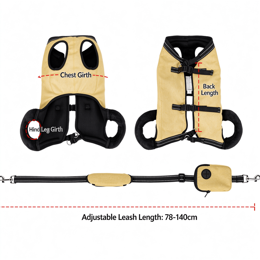 Dog Assistance Sling, Pet Rehabilitation Harness with Full Back and Chest Support, 4-in-1 Carry, Traction and Lift Sling for Small Medium Dogs