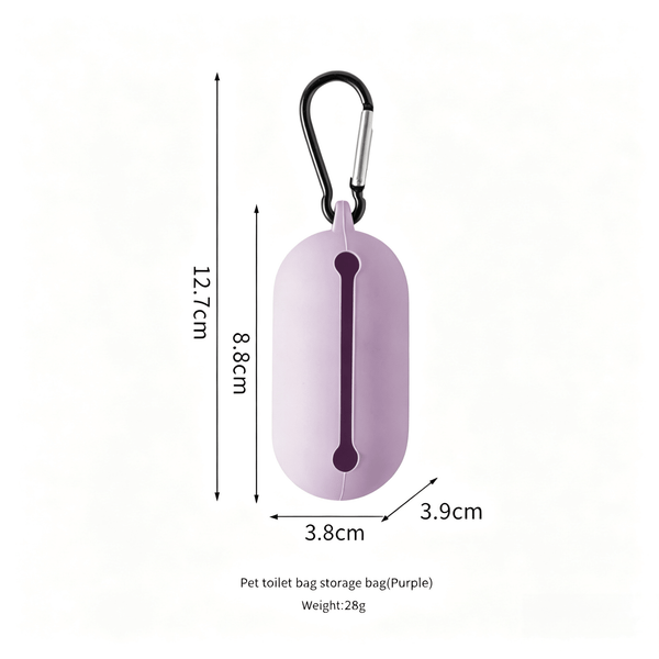 Dog Poop Bag Dispenser, Silicone Pet Waste Bag Holder with Carabiner for Leash & Harness