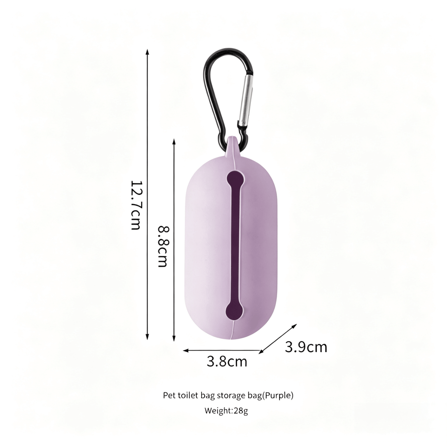 Dog Poop Bag Dispenser, Silicone Pet Waste Bag Holder with Carabiner for Leash & Harness
