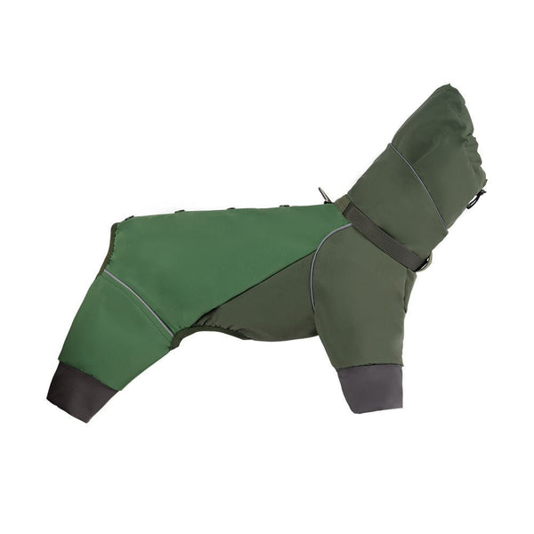 Dog Raincoat, Waterproof Four-Legged Dog Jacket with Reflective Trim & Harness Hole for Outdoor Walking, Hiking & Travel