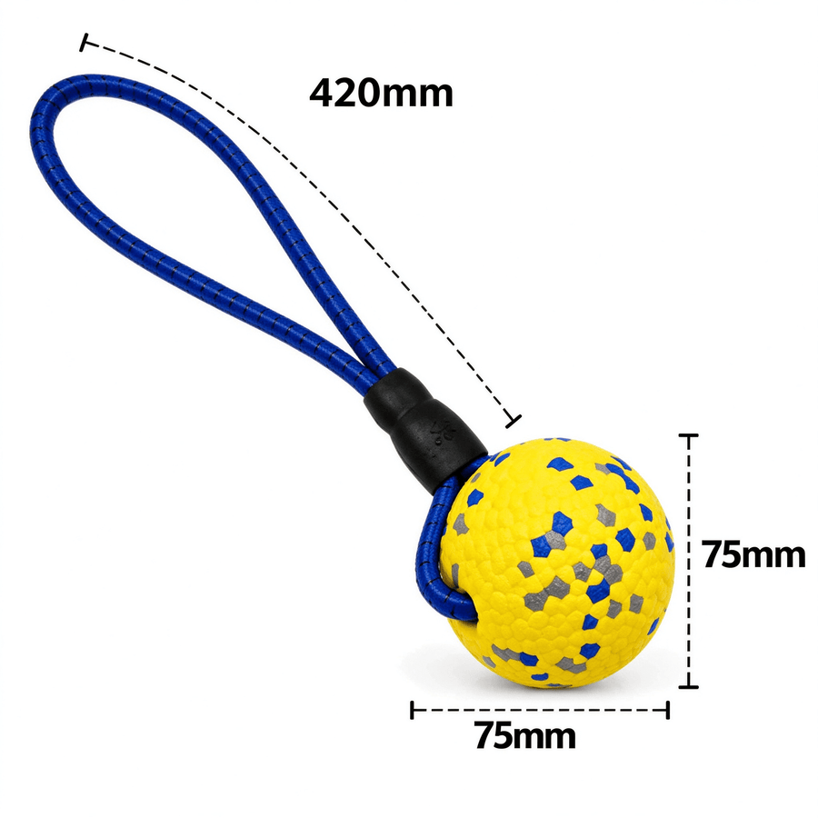 ETPU Dog Ball with Rope, High-Rebound Tug & Fetch Training Toy