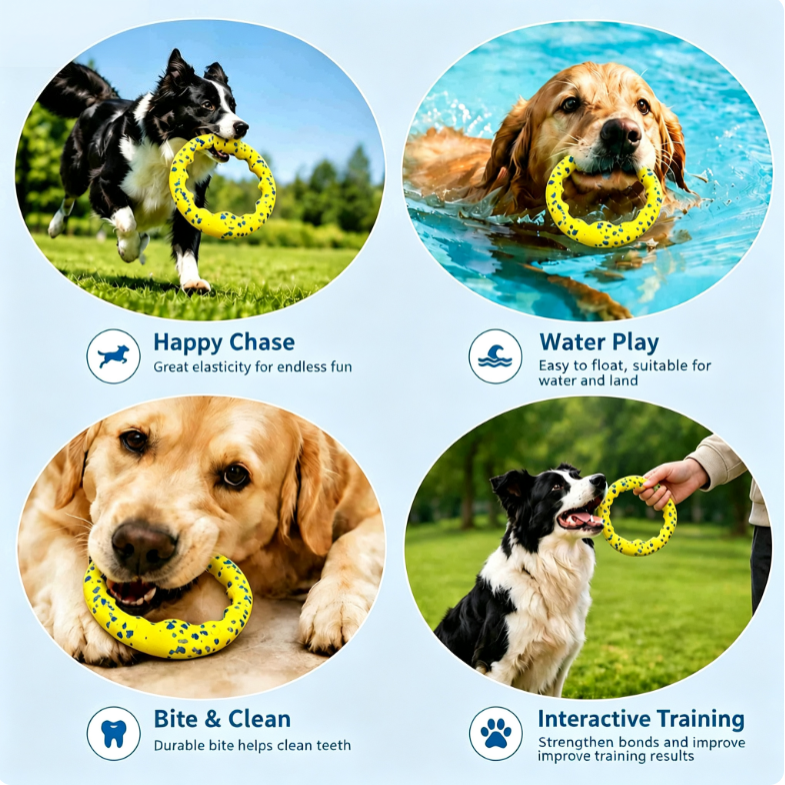 ETPU Floating Ring Dog Toy, Bite-Resistant Tug & Fetch Chew Ring