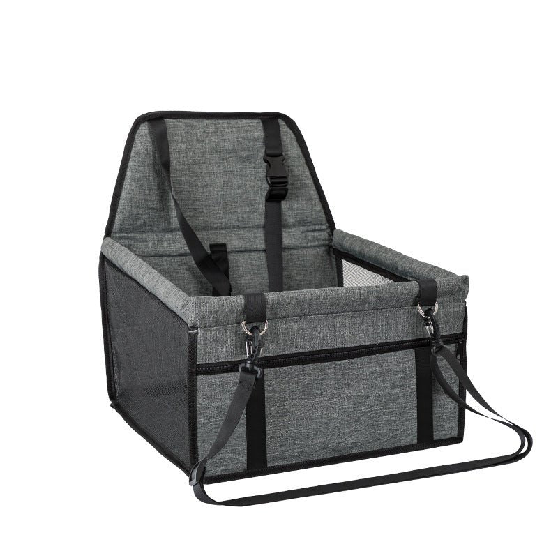 Folding Dog Car Seat, Pet Car Booster Seat with Safety Leash, Mesh Windows & Storage Pocket