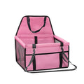 Folding Dog Car Seat, Pet Car Booster Seat with Safety Leash, Mesh Windows & Storage Pocket