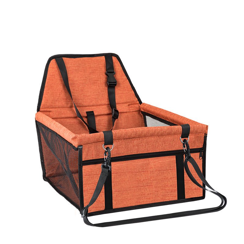 Folding Dog Car Seat, Pet Car Booster Seat with Safety Leash, Mesh Windows & Storage Pocket