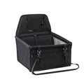 Folding Dog Car Seat, Pet Car Booster Seat with Safety Leash, Mesh Windows & Storage Pocket