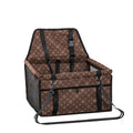 Folding Dog Car Seat, Pet Car Booster Seat with Safety Leash, Mesh Windows & Storage Pocket