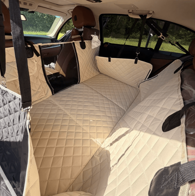 Hard-Bottom Dog Car Seat Extender – Waterproof Rear Seat Cover with Mesh Windows