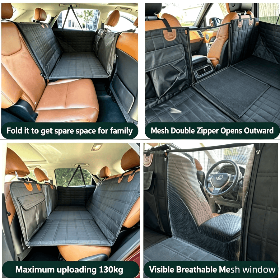Hard-Bottom Dog Car Seat Extender – Waterproof Rear Seat Cover with Mesh Windows
