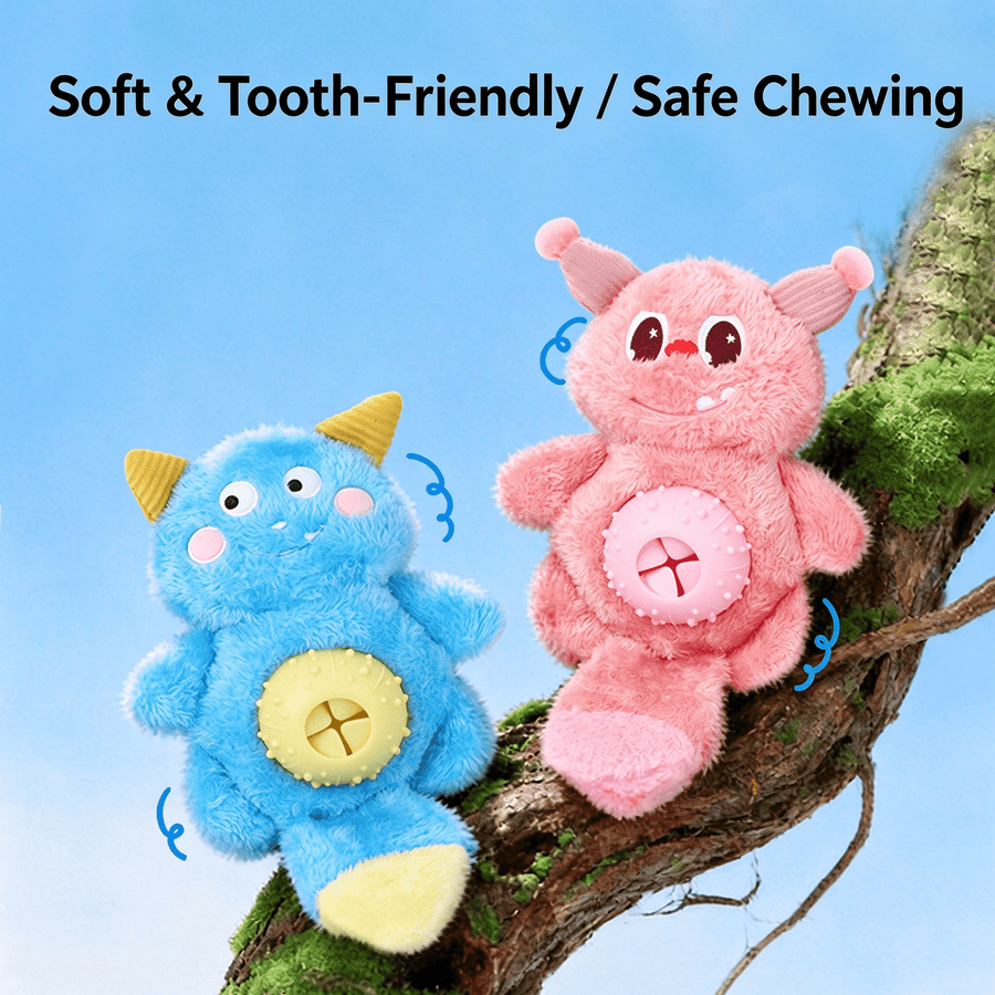 Cute Little Monster Plush Dog Toy - Squeaky, Crinkle, Eco-Friendly, Washable