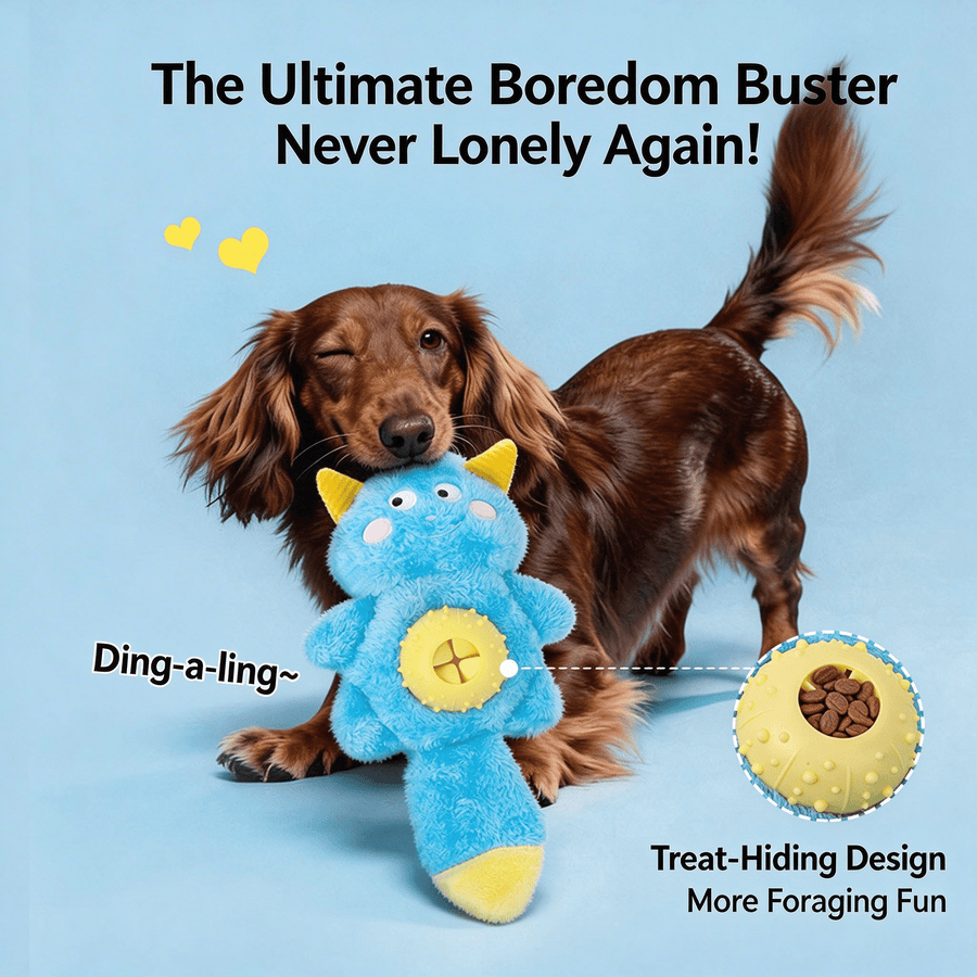 Cute Little Monster Plush Dog Toy - Squeaky, Crinkle, Eco-Friendly, Washable