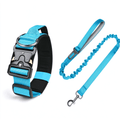 Rose Red & Sky Blue Dog Collar and Leash Set - Neoprene, 130cm with Foam Grip