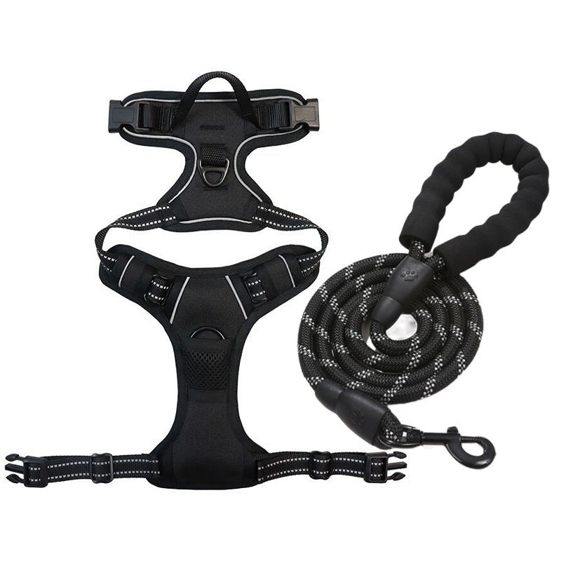 No Pull Dog Harness & Leash Set - Reflective Padded Chest Harness for Medium Large Dogs