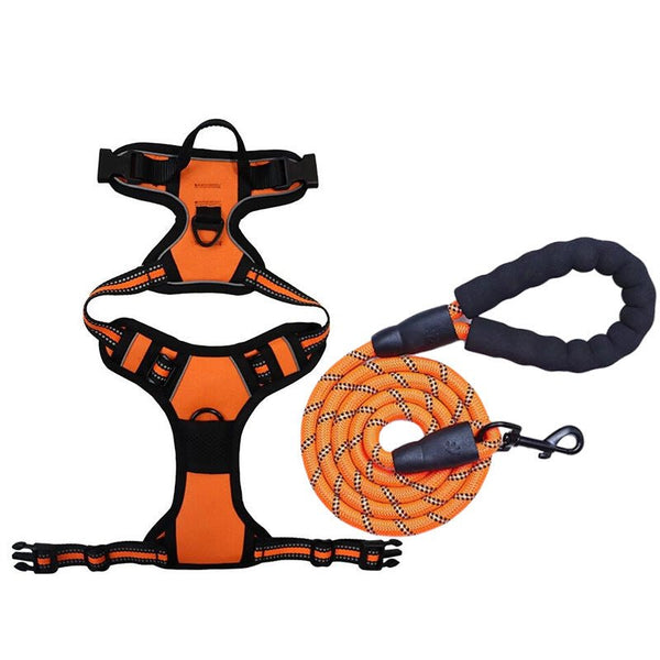 No Pull Dog Harness & Leash Set - Reflective Padded Chest Harness for Medium Large Dogs