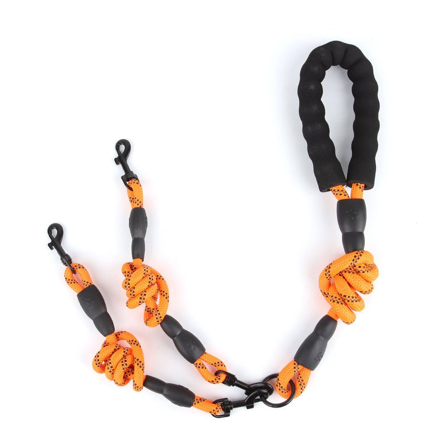 No-Tangle 3 Way Dog Leash, Reflective Climbing Rope Triple Dog Leash with Padded Handle, Detachable Multi Dog Lead for Walking 3 Dogs