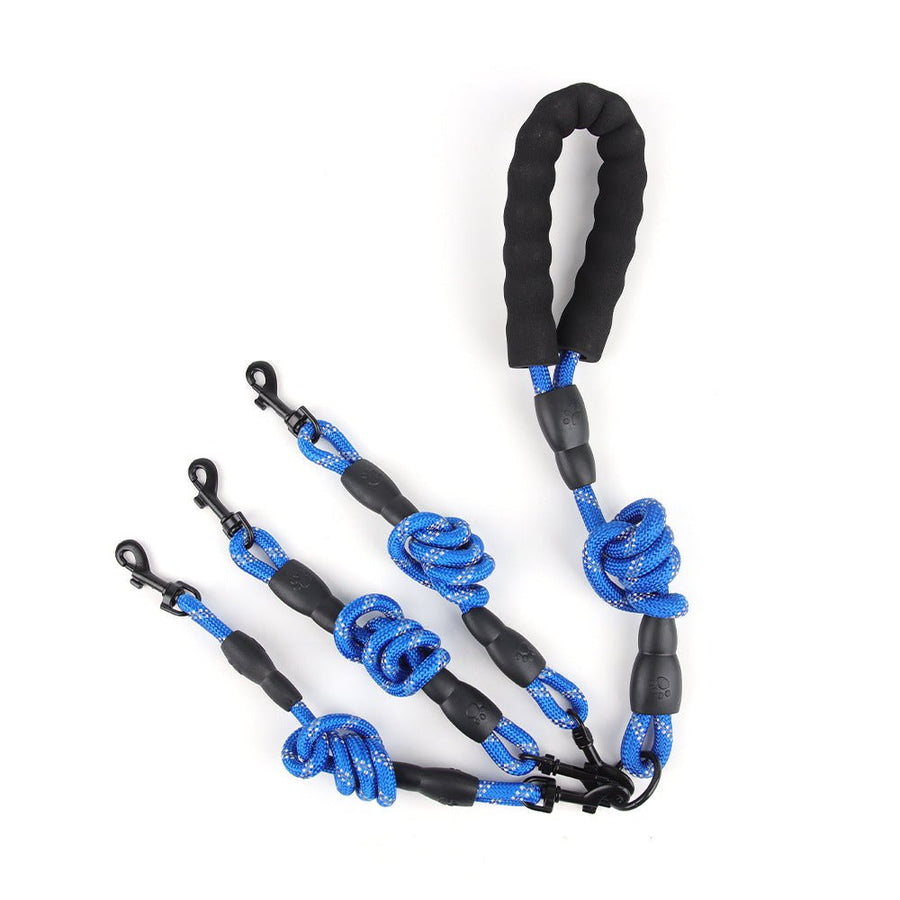 No-Tangle 3 Way Dog Leash, Reflective Climbing Rope Triple Dog Leash with Padded Handle, Detachable Multi Dog Lead for Walking 3 Dogs