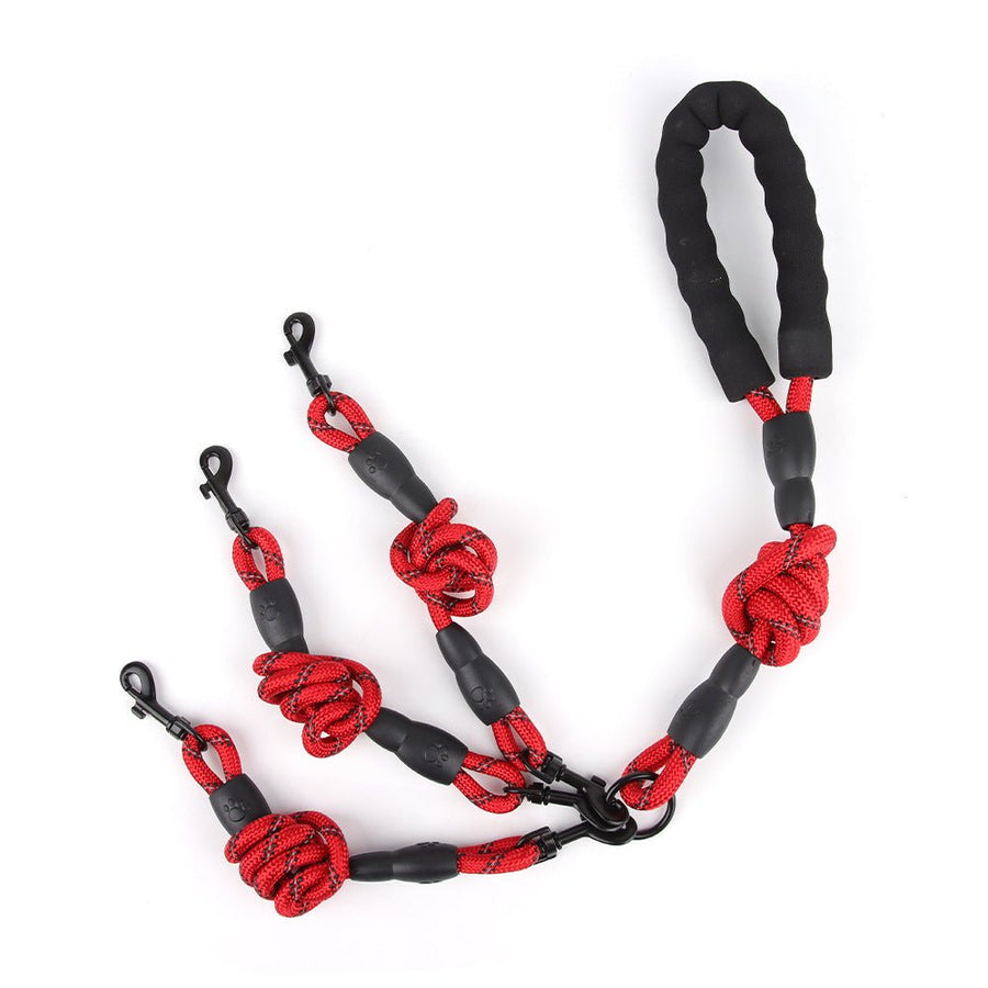 No-Tangle 3 Way Dog Leash, Reflective Climbing Rope Triple Dog Leash with Padded Handle, Detachable Multi Dog Lead for Walking 3 Dogs