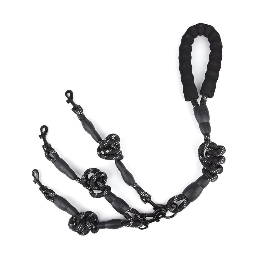 No-Tangle 3 Way Dog Leash, Reflective Climbing Rope Triple Dog Leash with Padded Handle, Detachable Multi Dog Lead for Walking 3 Dogs