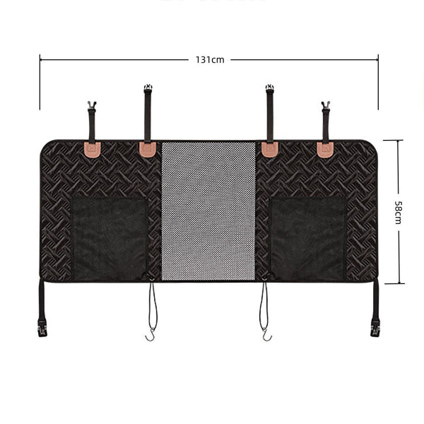 Pet Car Divider Net, Dog Seat Separator with Visible Mesh Window and Storage Pockets, Adjustable Straps for Front Seat Headrests, 130x58cm