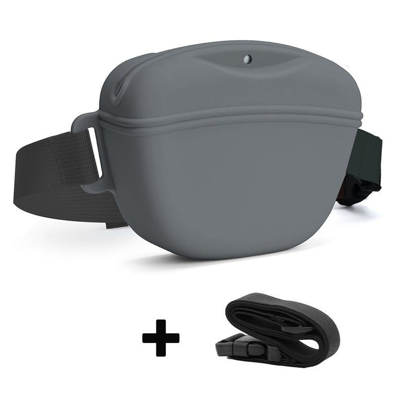 Pet Silicone Waist Bag for Treats & Poop - Adjustable Belt, Rinse Clean, 4 Colors