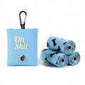 OH SHIT Poop Bag Dispenser with 3 Rolls & Clip - Light Blue Paw Print