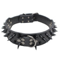 Punk Spike Dog Collar with Crocodile Print, Adjustable Anti-Bite for Medium to Large Dogs