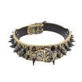 Punk Spike Dog Collar with Crocodile Print, Adjustable Anti-Bite for Medium to Large Dogs