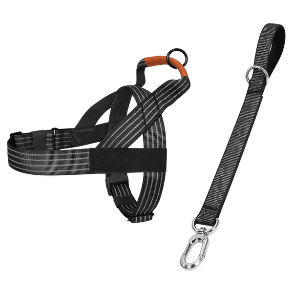 Reflective Milk Silk Dog Harness & Leash Set, Soft Lining, M-XL, 3 Colors