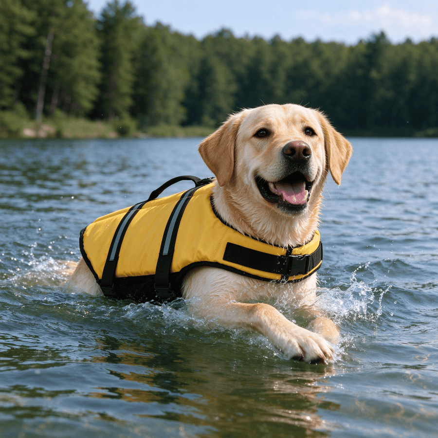 Reflective Dog Life Jacket with Rescue Handle, 420D Oxford Vest for Boating