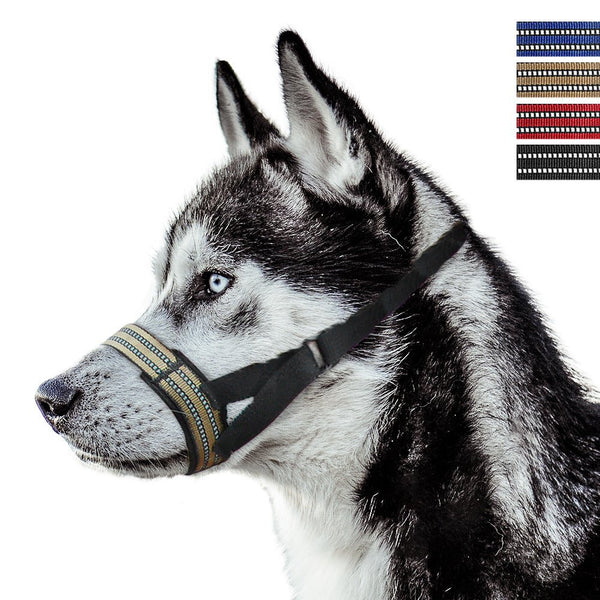 Reflective Nylon Dog Muzzle, Adjustable Anti-Bite Anti-Bark Mouth Cover
