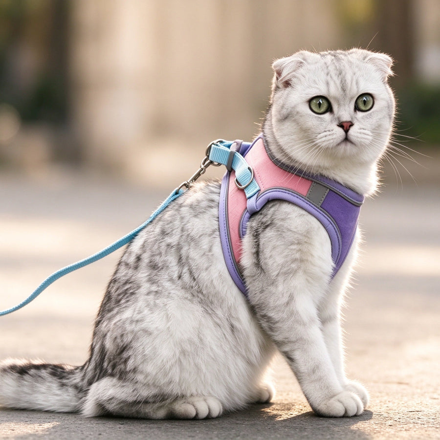 Reflective Step-In Cat Harness and Leash Set, Escape-Proof Vest