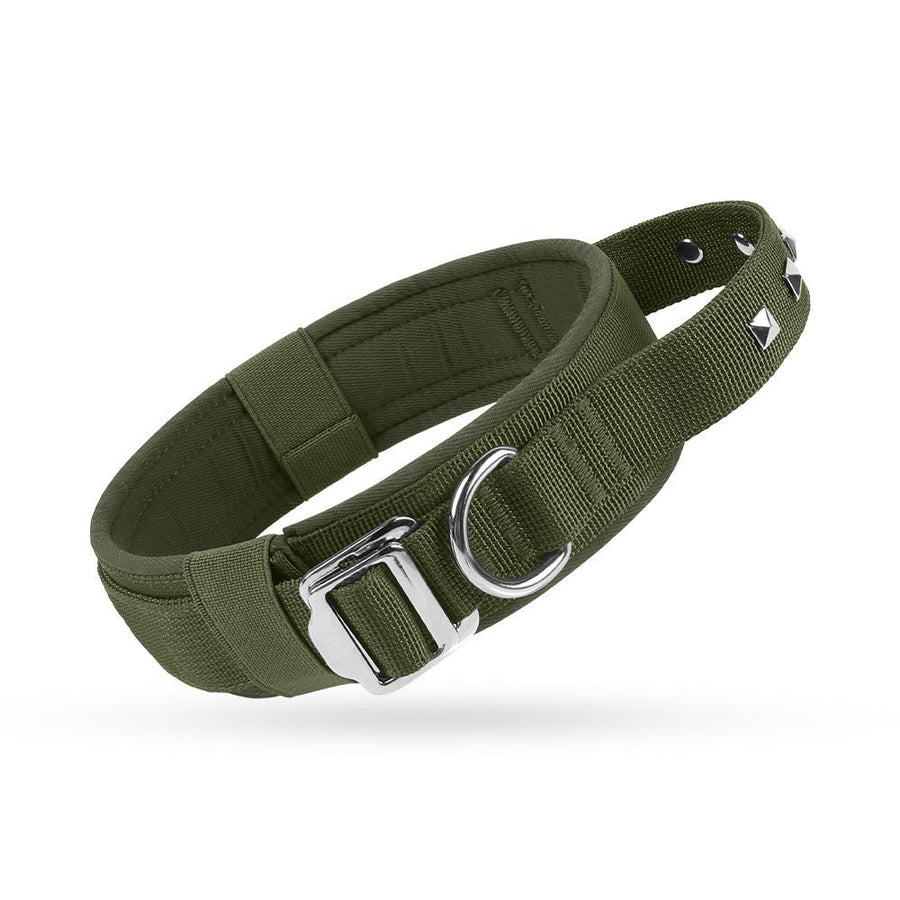 Rivet Military Dog Collar - Quick-Release Buckle, Cool Cotton, Multiple Sizes & Colors