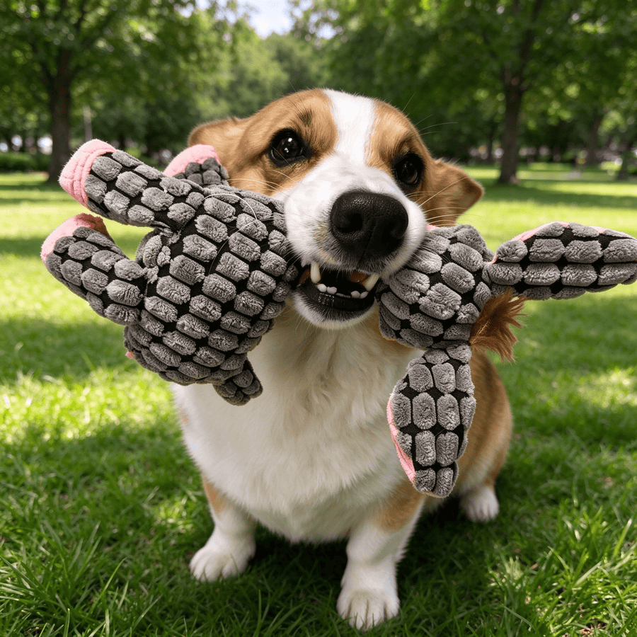 Squeaky Plush Dog Toy, Interactive Stuffed Animal with Squeaker