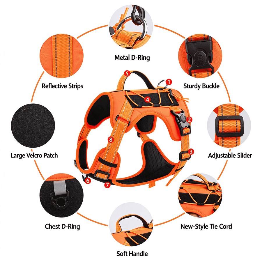 Tactical Dog Harness & Reflective Leash Set - Lightweight, Adjustable S-XL