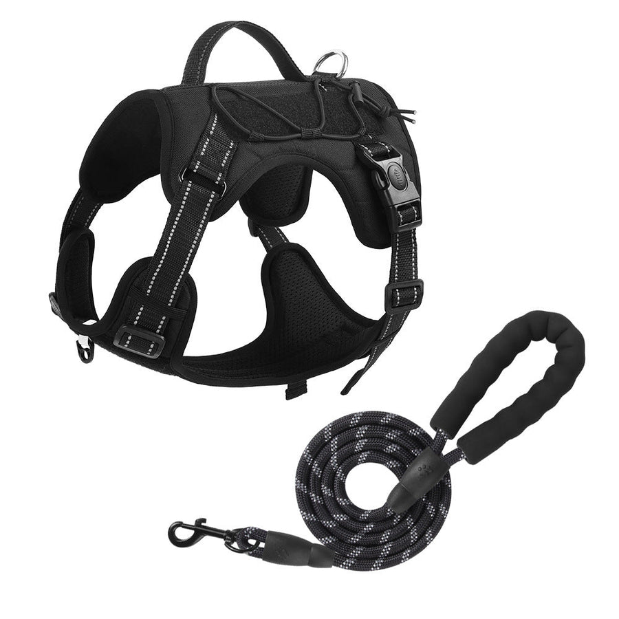 Tactical Dog Harness & Reflective Leash Set - Lightweight, Adjustable S-XL