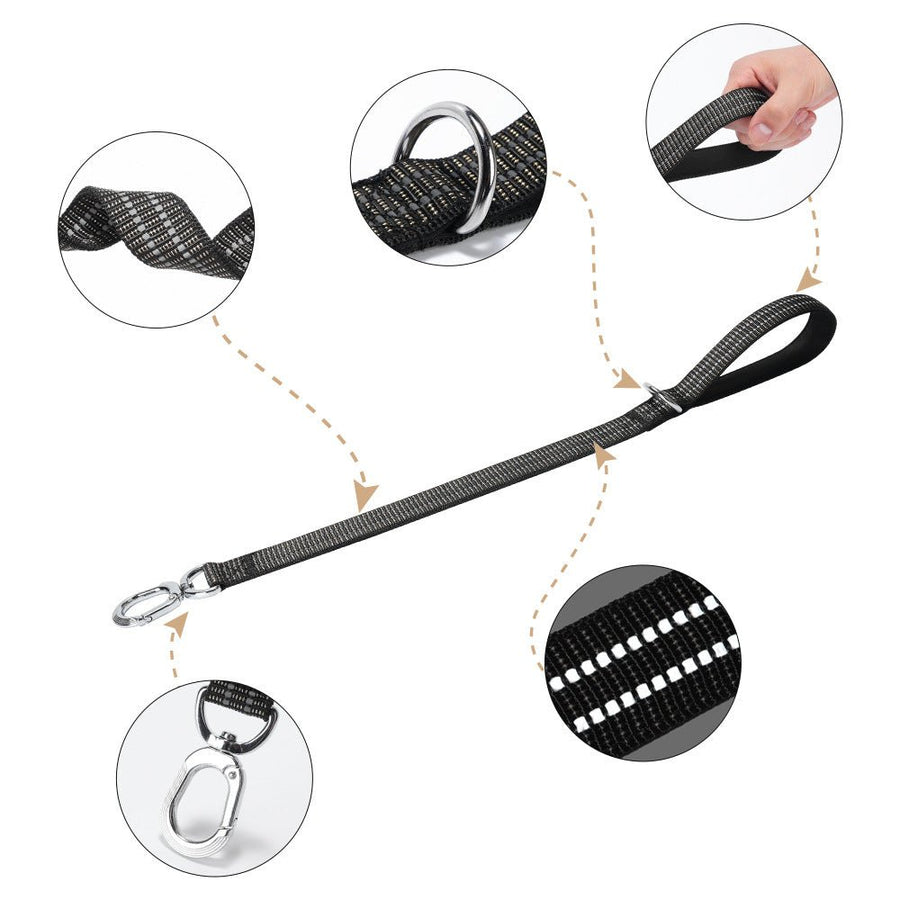 Tactical 50cm Reflective Dog Leash with Alloy Hook & Padded Handle - 4 Colors