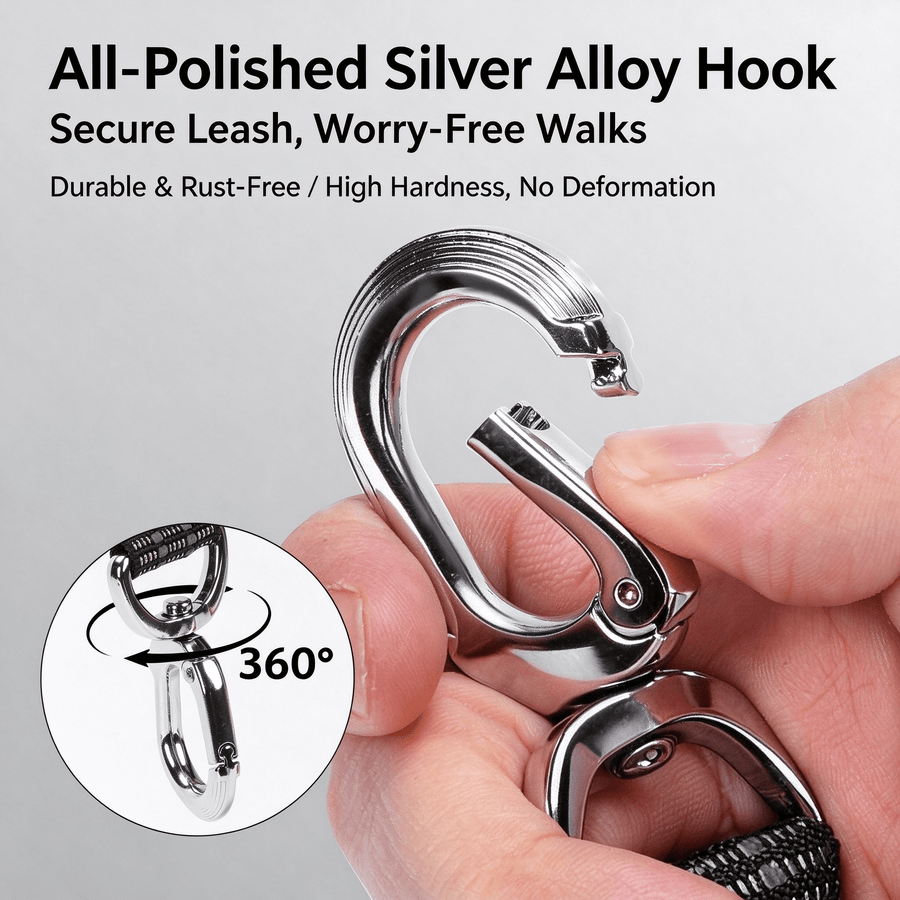 Tactical 50cm Reflective Dog Leash with Alloy Hook & Padded Handle - 4 Colors