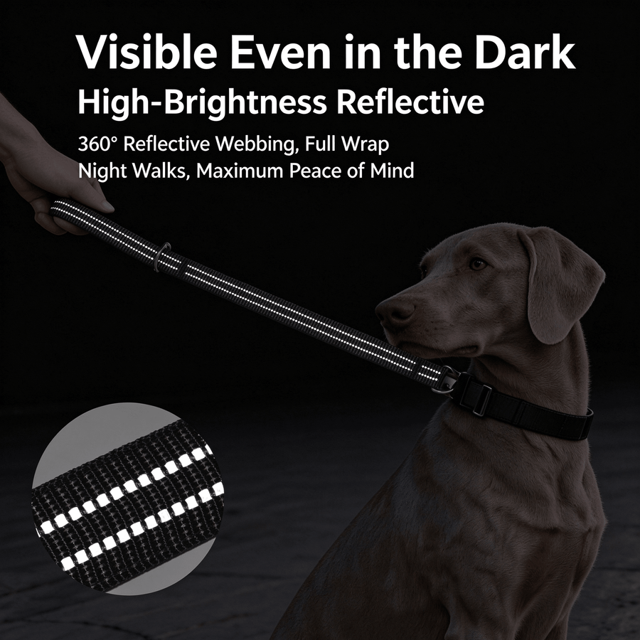 Tactical 50cm Reflective Dog Leash with Alloy Hook & Padded Handle - 4 Colors