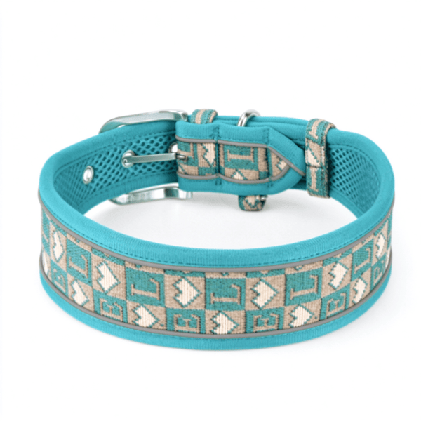 Vintage Luxury Reflective Dog Collar | Soft Breathable Padded Collar for Medium & Large Dogs